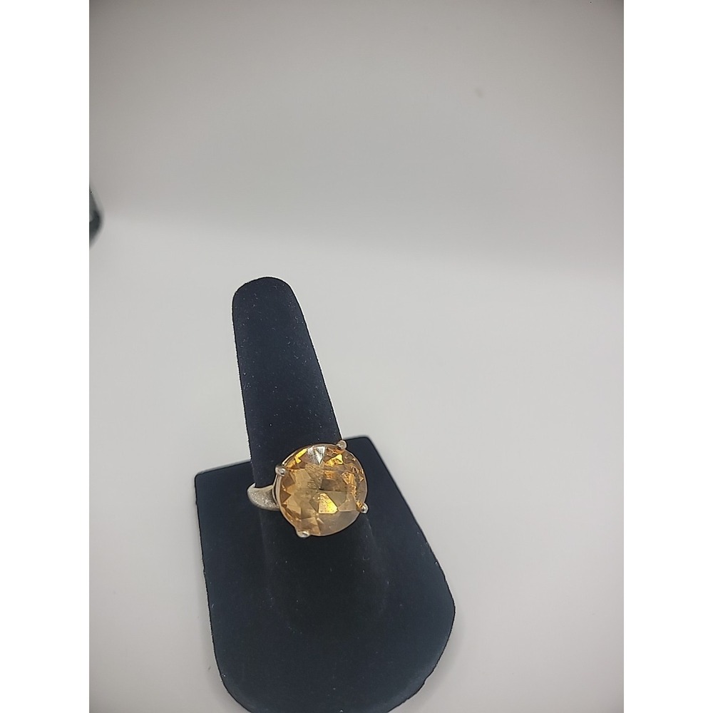 Vintage Ann Taylor Ring Size 5.5 Gold Tone Brown Stone Jewelry Costume